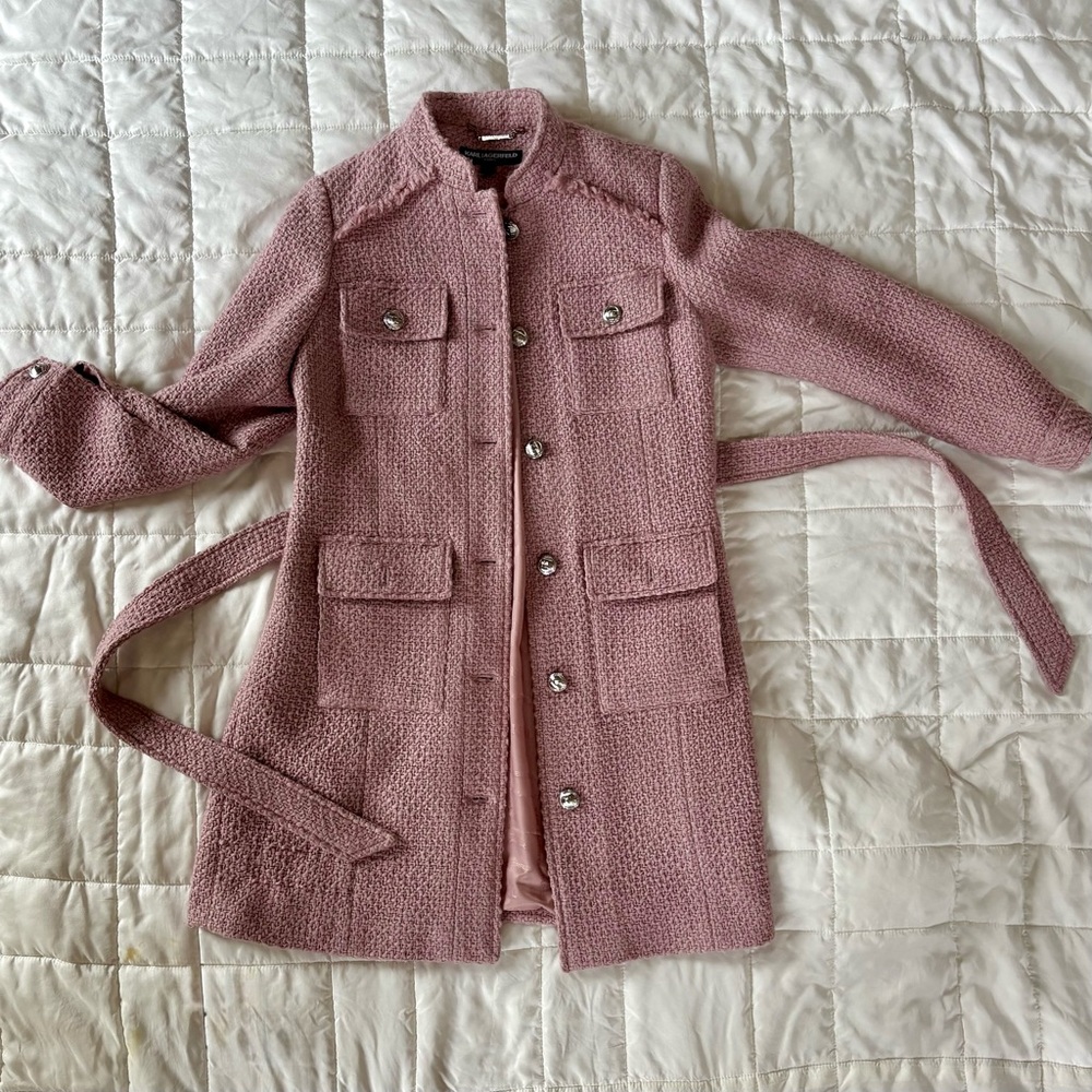 Karl Lagerfeld Pink Textured Women's Coat